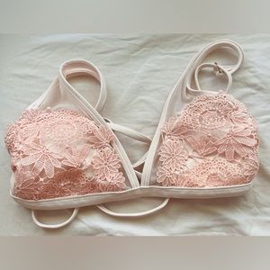 Xhilaration light pink lace bikini top